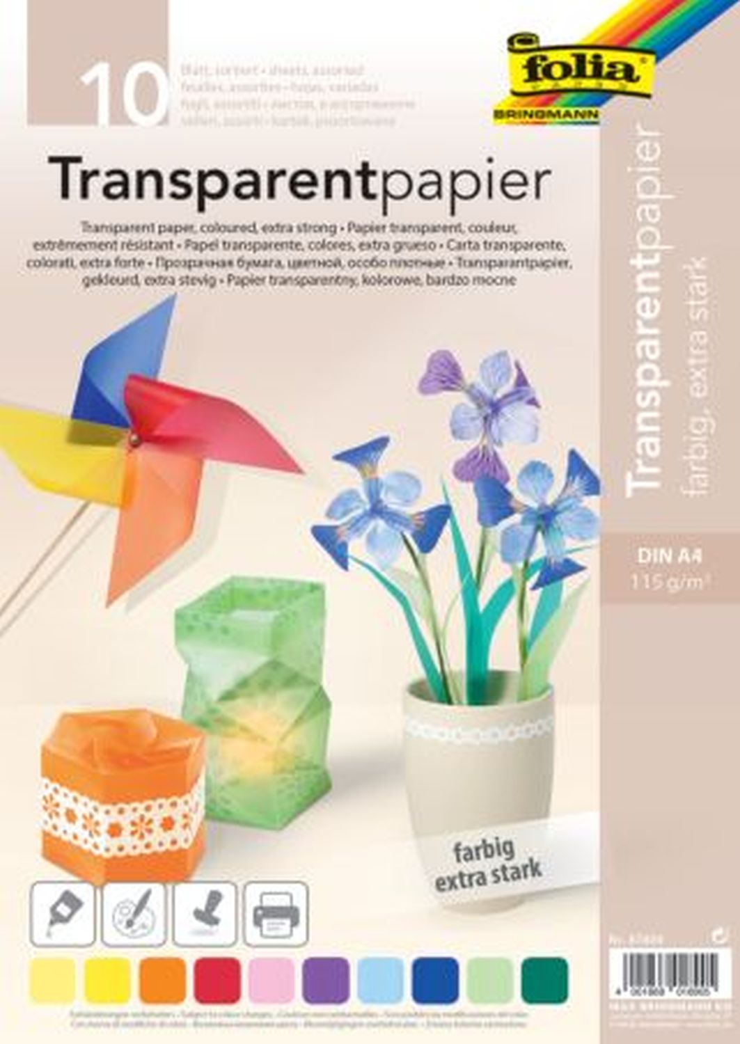 Transparentpapier - sortiert, A4, 115 g/qm, 10 Blatt