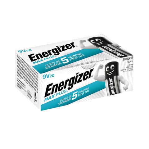 Batterie Energizer Max Plus 9V Block E301323203, E-Block, 6LR61, 9 V, 20 Stück