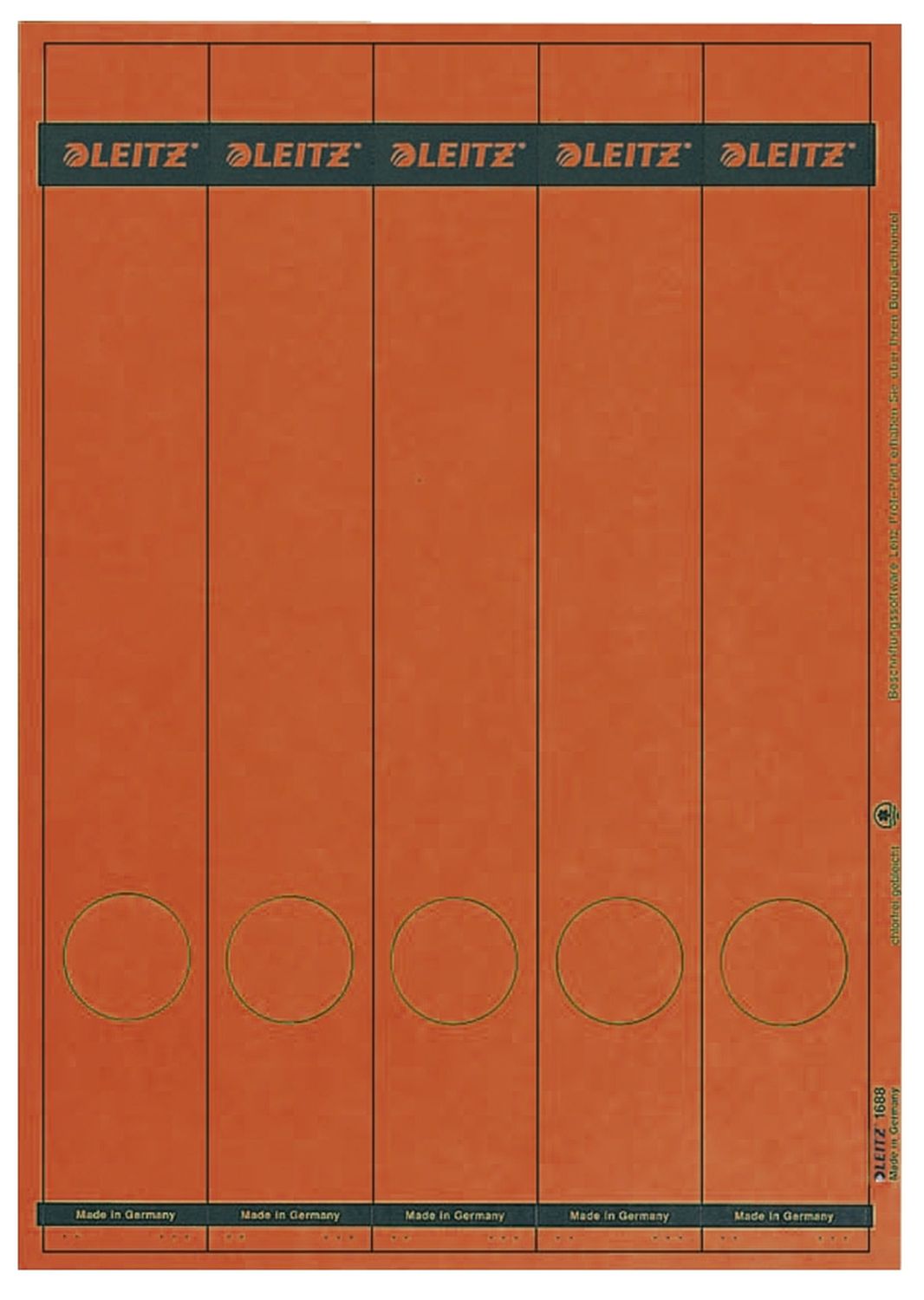 Rückenschild Leitz 1688-00-25, PC-beschriftbare, lang/schmal 38 x 285 mm, 75 Stück, rot