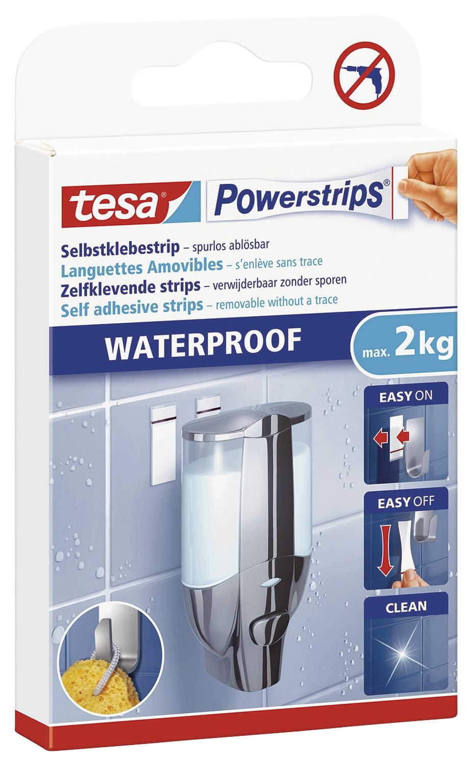 Powerstrips® Waterproof - ablösbar, Tragfähigkeit 2 kg, weiß