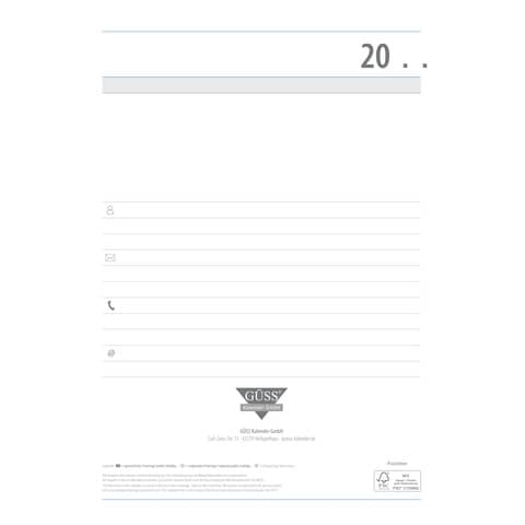 Güss Buchkalender Güss 58990 Planungsbuch, Jahr 2025, DIN A4 (21 x 29,7 cm),  1 Tag auf 1 Seite, schwarz