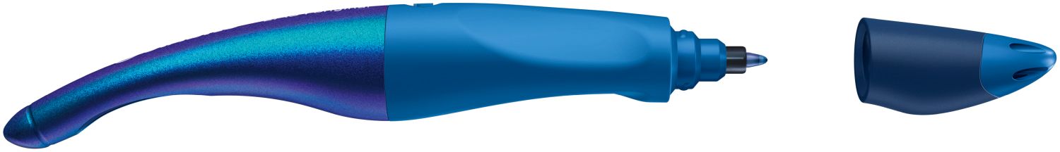 Ergonomischer Tintenroller für Linkshänder - EASYoriginal Holograph Edition in blau -  Einzelstift - Schreibfarbe blau (löschbar) - inklusive Patrone