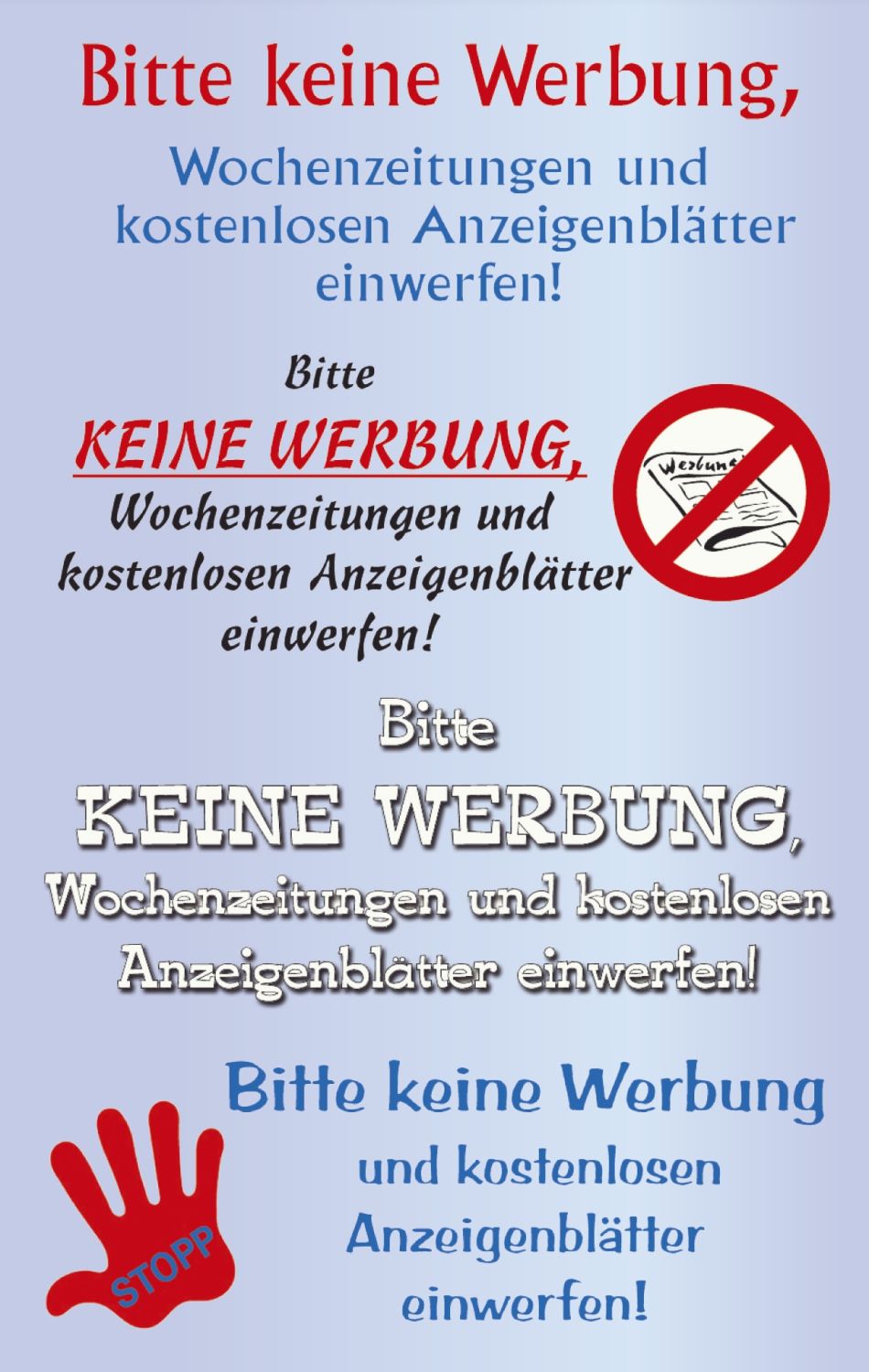 59508 Home Hinweis-Etikett "Keine Werbung", Kunststoff, 1 Bogen 4 Etiketten