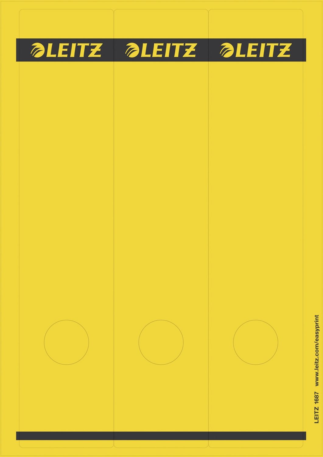 Rückenschild Leitz 1687-00-15, PC-beschriftbare, lang/breit 61 x 285 mm, 75 Stück, gelb