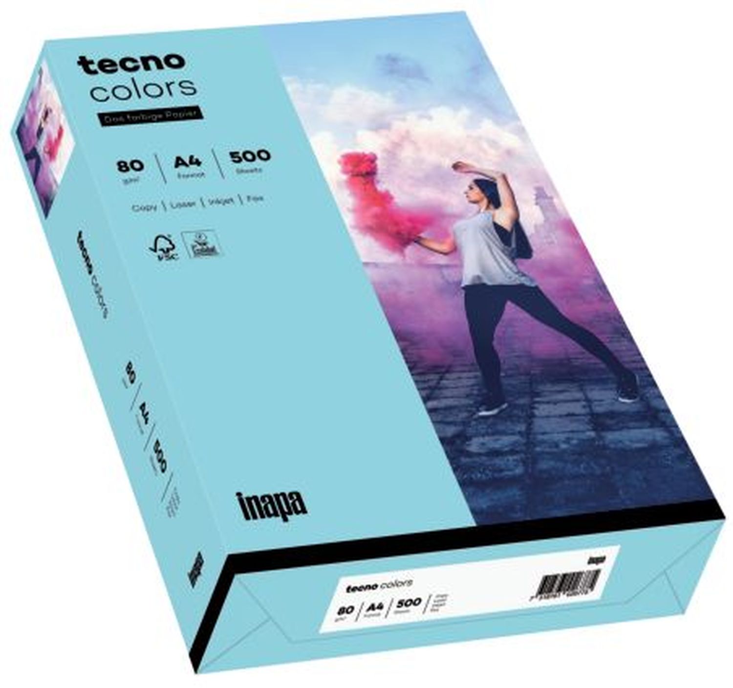 Kopierpapier Inapa tecno® colors 2100011340 DIN A4, 80 g/qm, mittelblau, pastell, 500 Blatt