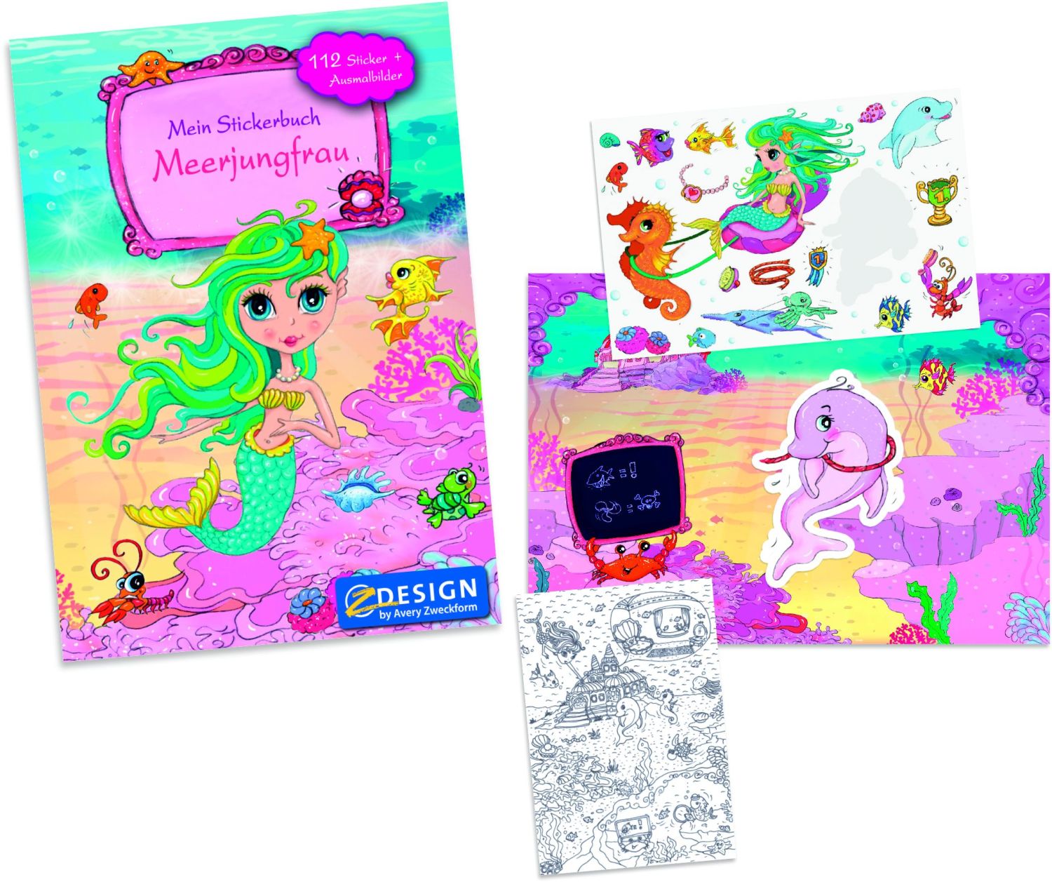 Z-Design 57796, Kinder Sticker Spielbuch A5, Meerjungfrau