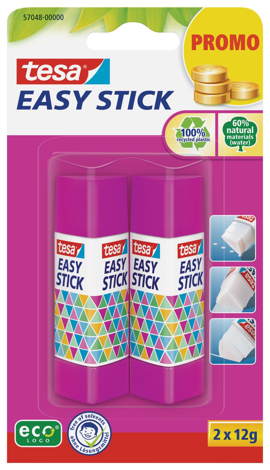 Klebestift Easy Stick - 2x 12 g, pink & blau