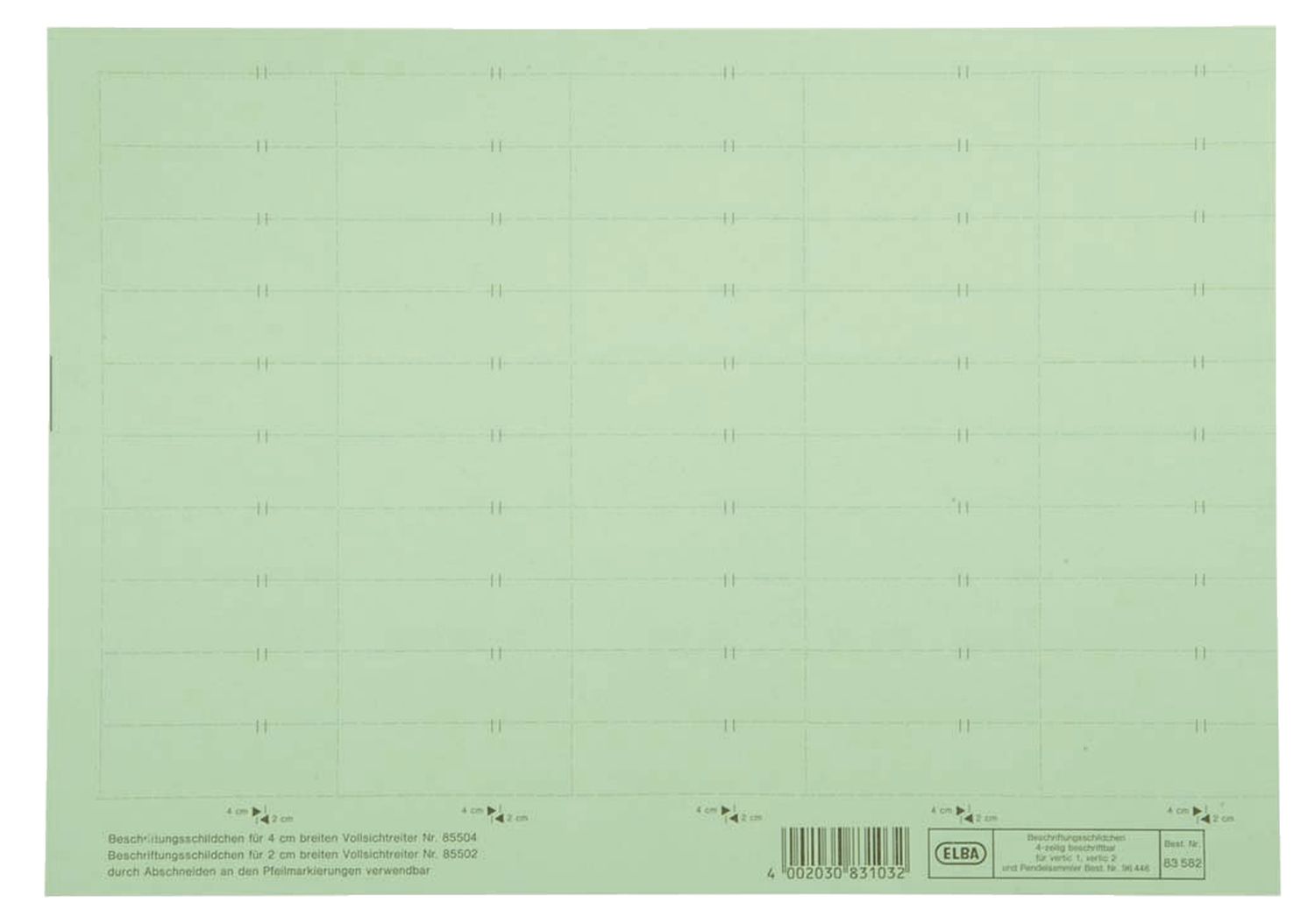 Beschriftungsschilder Elba vertic® 100420976 / 83582GN für Elba vertic®, PC-Beschriftung, 58 x 18 mm, grün, 50 Stück