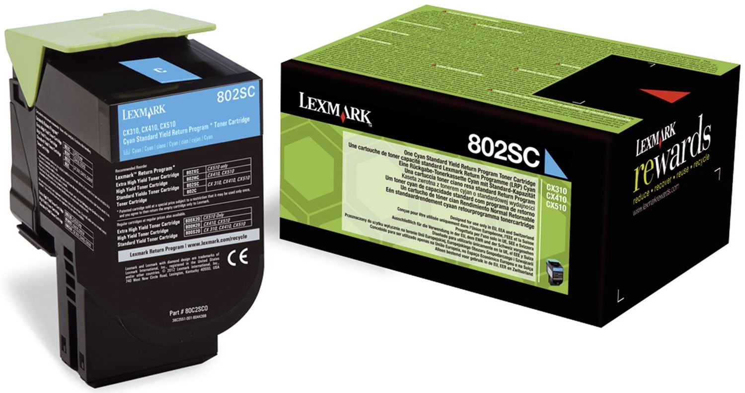 Original Lexmark Toner-Kit cyan return program (0080C2SC0,080C2SC0,80C2SC0,802SC,NO802SC)