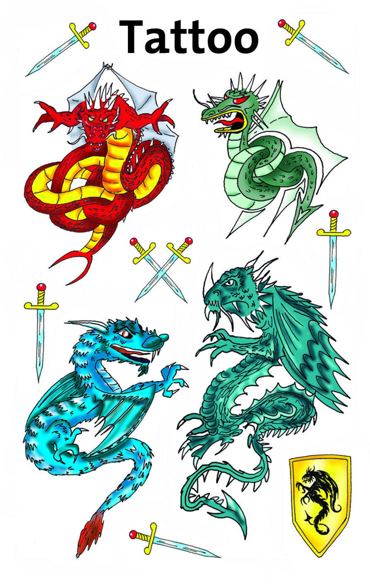 Z-Design 56404, Kinder Tattoos, Drachen, 1 Bogen/11 Tattoo