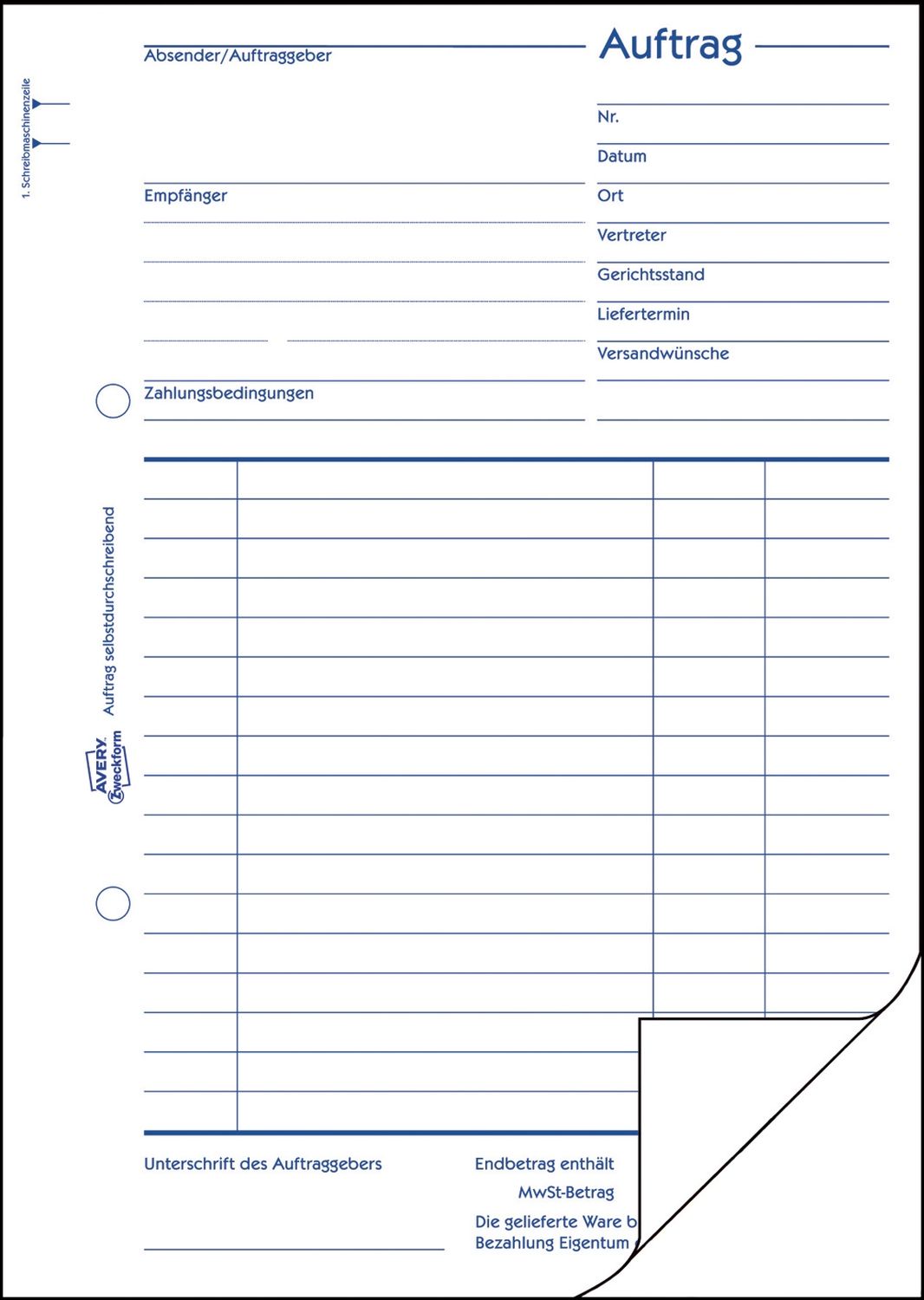 756 Auftrag, DIN A5, selbstdurchschreibend, 2 x 50 Blatt, weiß