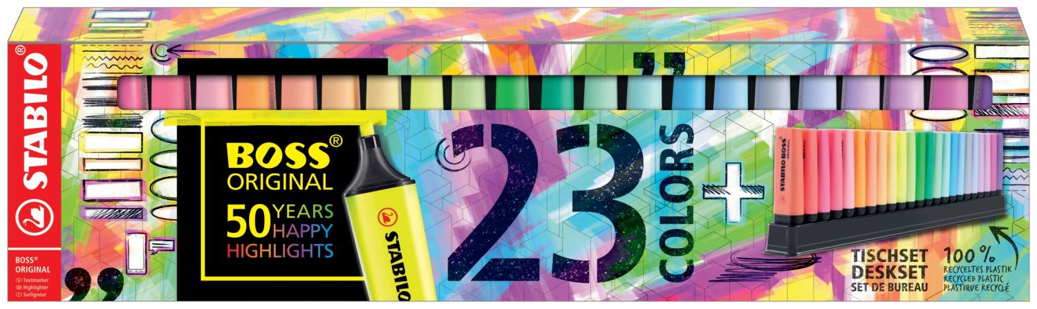 Textmarker - BOSS ORIGINAL - 23er Tischset - 9 Leuchtfarben, 14 Pastellfarben