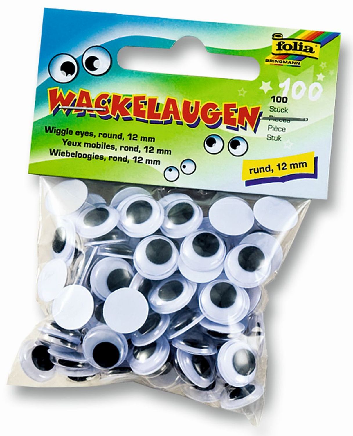 Wackelaugen Ø 12 mm, rund, 100 Stück