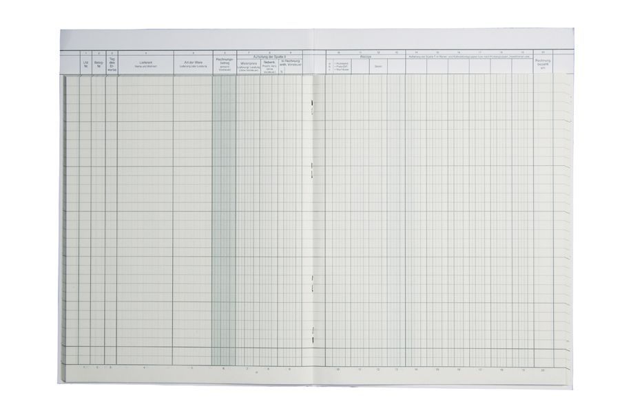 Rechnungs-/Waren-Eingangsbuch, 2 Seiten, A4, 210 x 257 mm, 40 Blatt