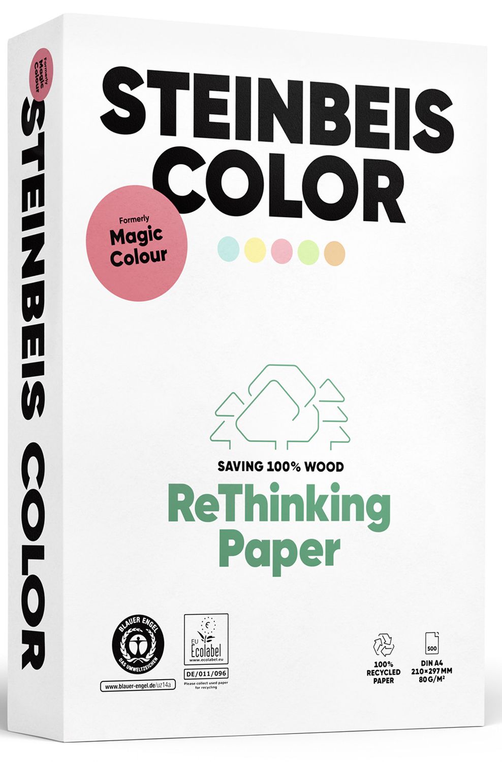 Steinbeis Magic Colour K2601666080A Recyclingpapier, A4, 80 g/qm, grün, 500 Blatt