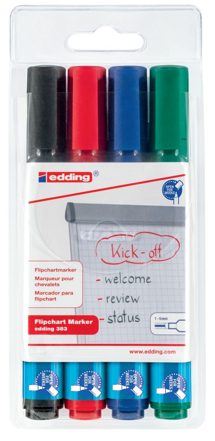 383 Flipchartmarker - nachfüllbar, 1 - 5 mm, 4 Farben, Etui