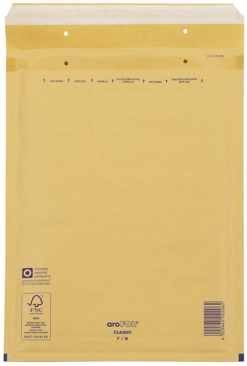 Luftpolstertaschen Nr. 7, 230x340 mm, goldgelb/braun, 100 Stück