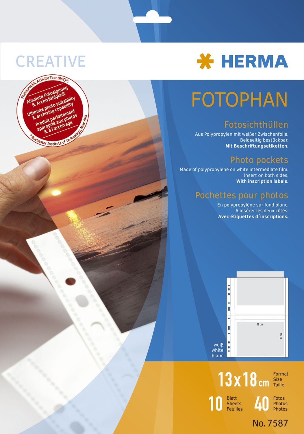 7587 Fotophan 130 x 180 mm quer weiß 10 Hüllen