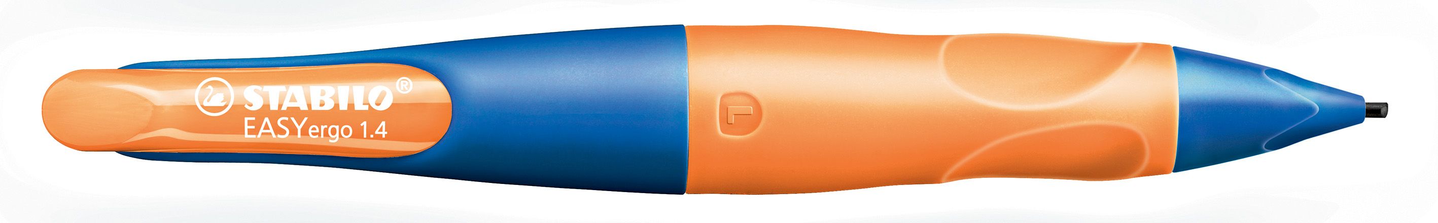 Ergonomischer Druck-Bleistift für Linkshänder - EASYergo 1.4 in ultramarinblau/neonorange - Einzelstift - inklusive 3 dünner Minen - Härtegrad HB