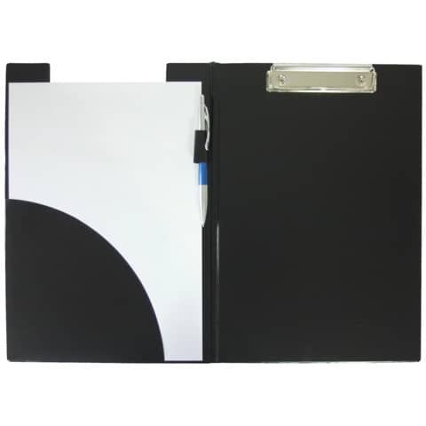 Klemmbrettmappe Q-Connect KF01300 für DIN A4, Kunststoffbezogen, (BxH) 230 x 330 mm, mit Stiftschlaufe, schwarz