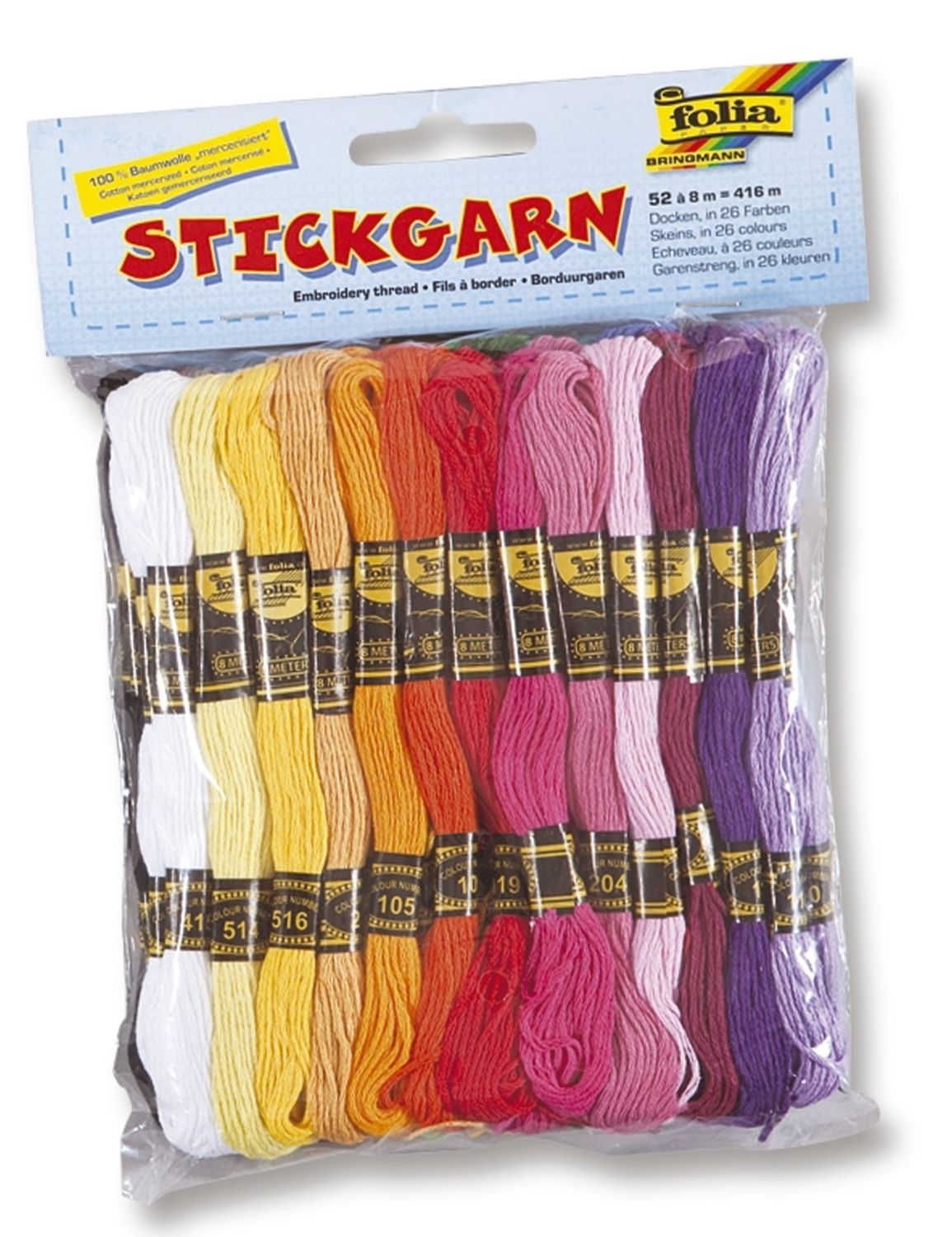 Bastelset Stickgarn - 52 Docken à 8 m, 26 Farben sortiert