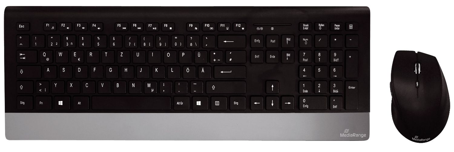 Funk-Tastatur- und Maus-Set HIGHLINE, QWERTZ, schwarz/silber