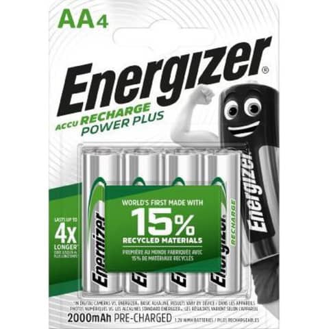 Akku Energizer Power Plus AA E300626704, Mignon, R6, HR06, 1,2 V, 4 Stück