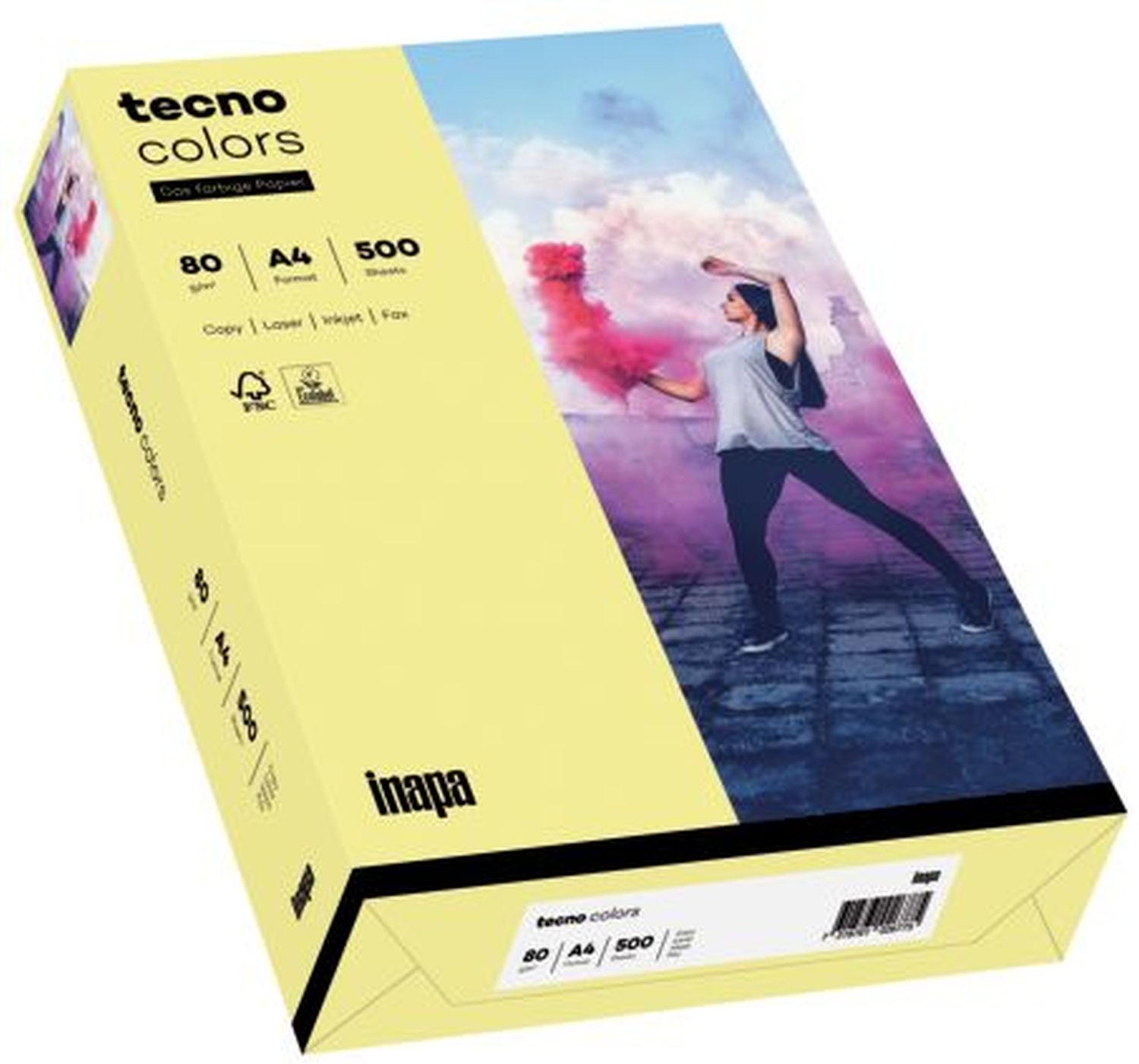 Kopierpapier Inapa tecno® colors 2100011397 DIN A4, 80 g/qm, hellgelb, Pastell, 500 Blatt