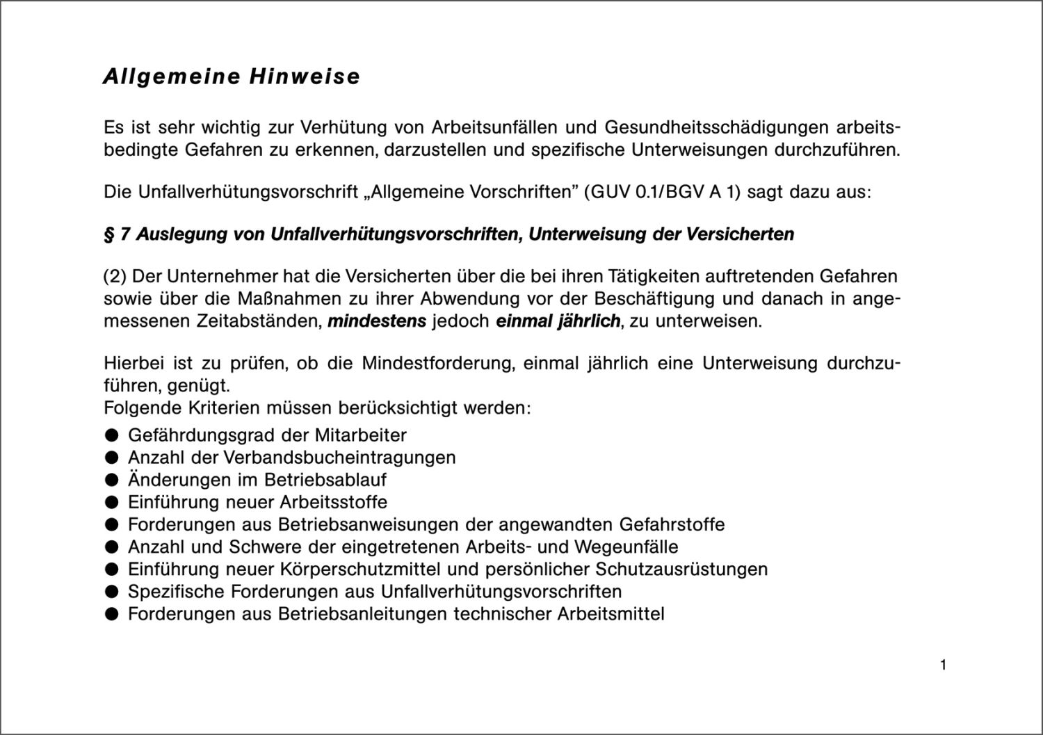 Unterweisungsbuch für die betriebliche Unfallverhütung, 48 Seiten, DIN A5 quer