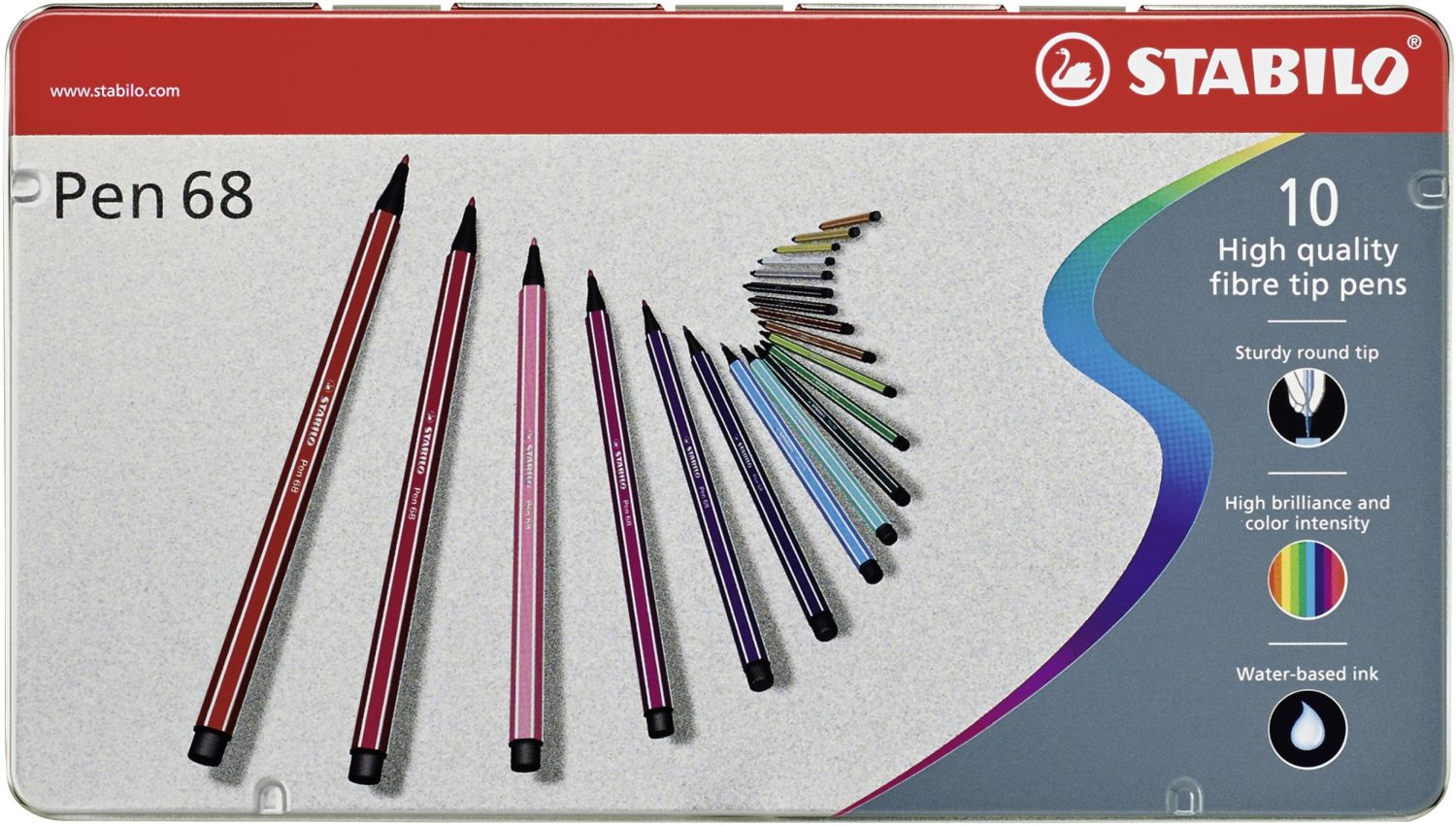 Premium-Filzstift - Pen 68 - 10er Metalletui - mit 10 verschieden Farben