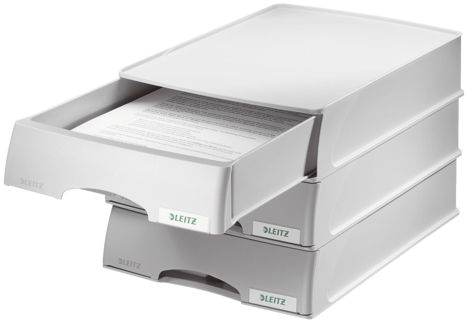 Briefablage Leitz plus 5210-00-85 mit Schublade, DIN A4, Polystyrol, grau