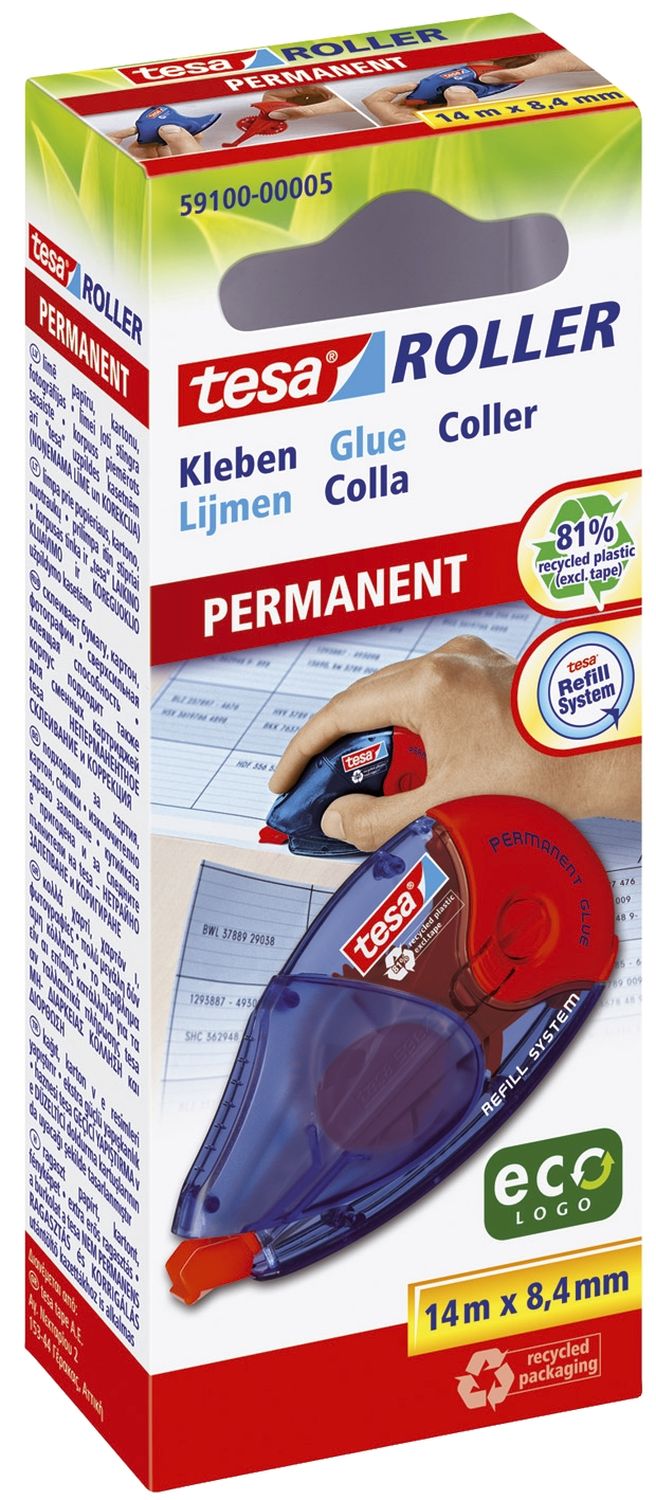 Kleberoller - permanent, 14 m x 8,4 mm, blau