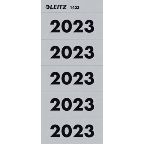 Jahreszahlen Leitz 1423-00-85, Jahr 2023, 60 x 25,5 mm, selbstklebend, 100 Stück, grau