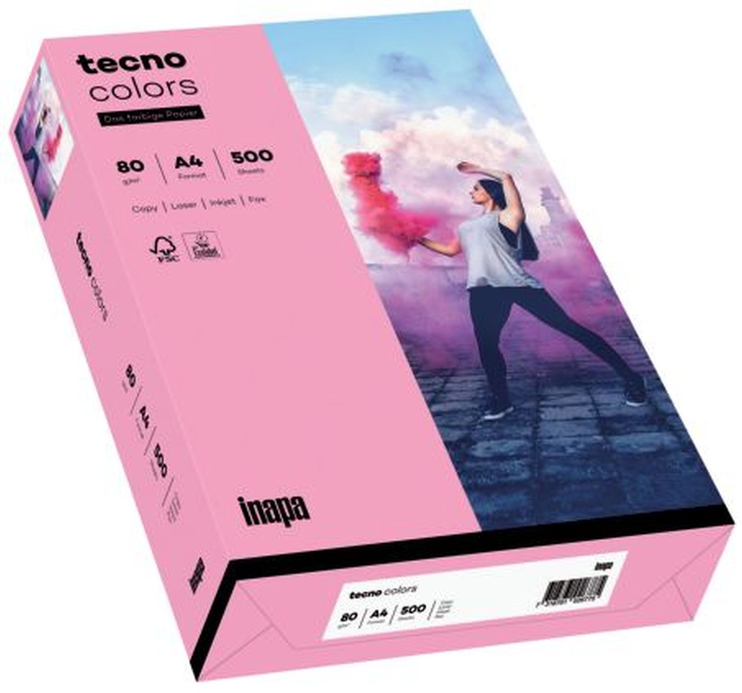 Kopierpapier Inapa tecno® colors 2100011421 DIN A4, 80 g/qm, rosa, pastell, 500 Blatt