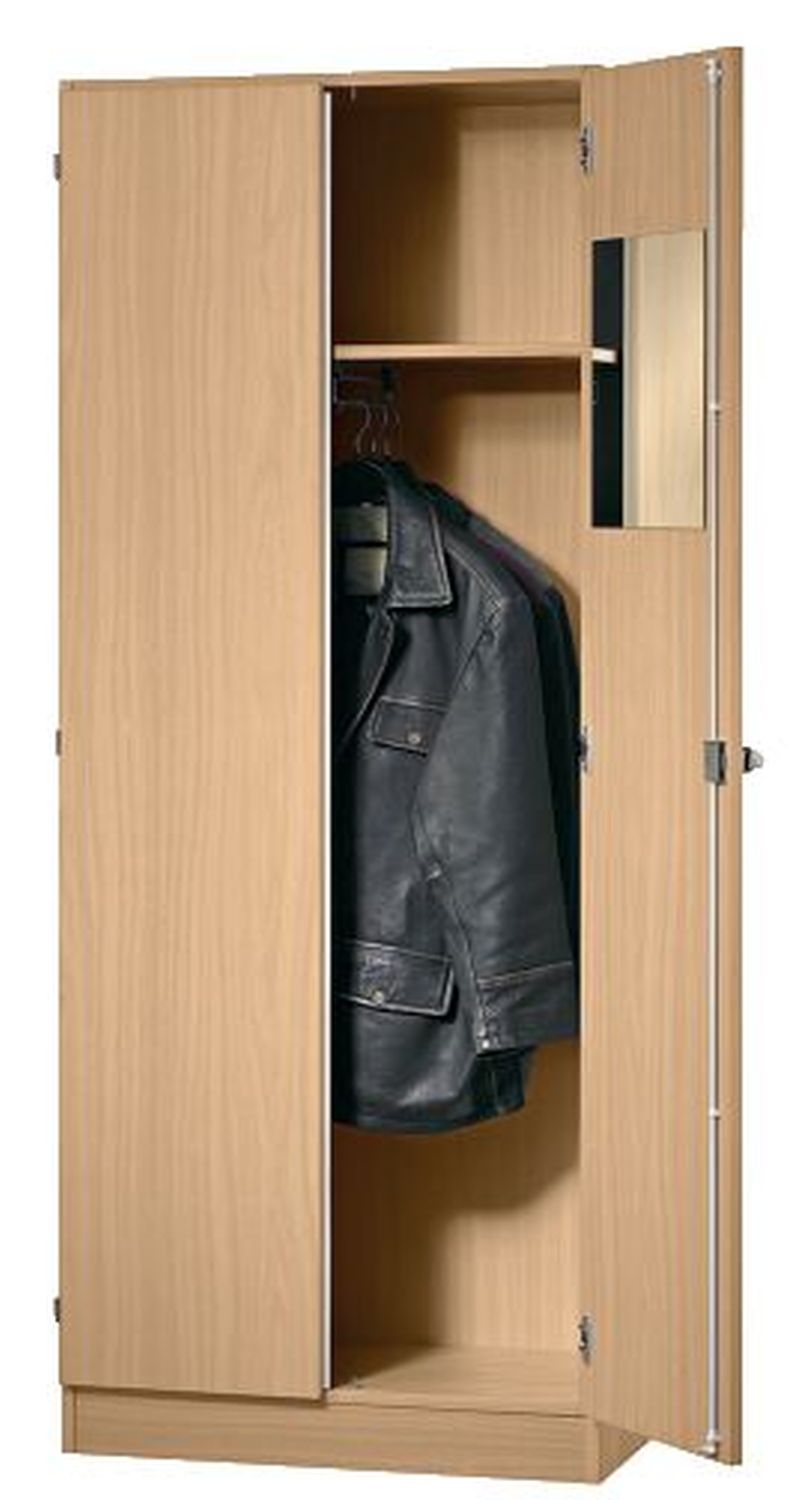 Garderobenschrank - 80 x 200,4 x 42 cm, Konstruktionsboden/Kleiderstange/Sockelblende, Weiß/Weiß