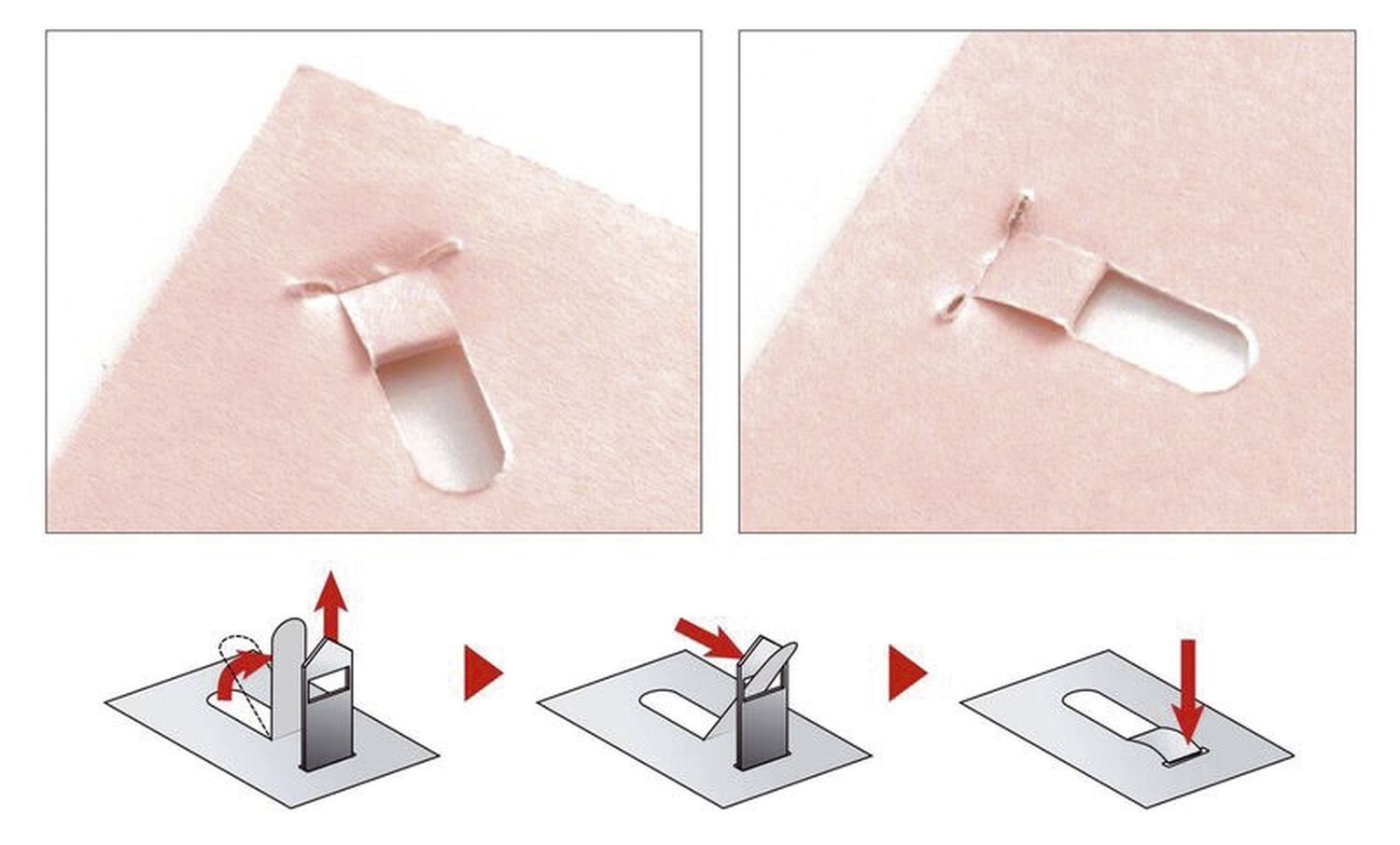 Heftgerät Plus Japan 31148, Klammerlos, Heftleistung 5 Blatt, pink