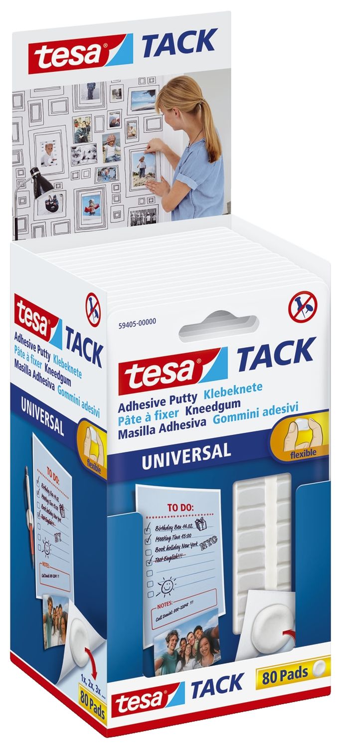 Tack® Klebeknete - 80 Stück, 50g, ablösbar, weiß