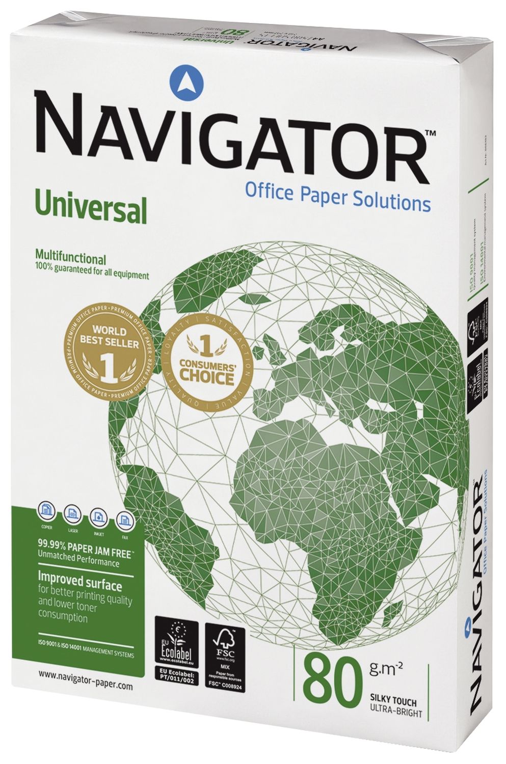 Kopierpapier Navigator Universal 8247B80B, DIN A3, 80 g/qm, weiß, 500 Blatt