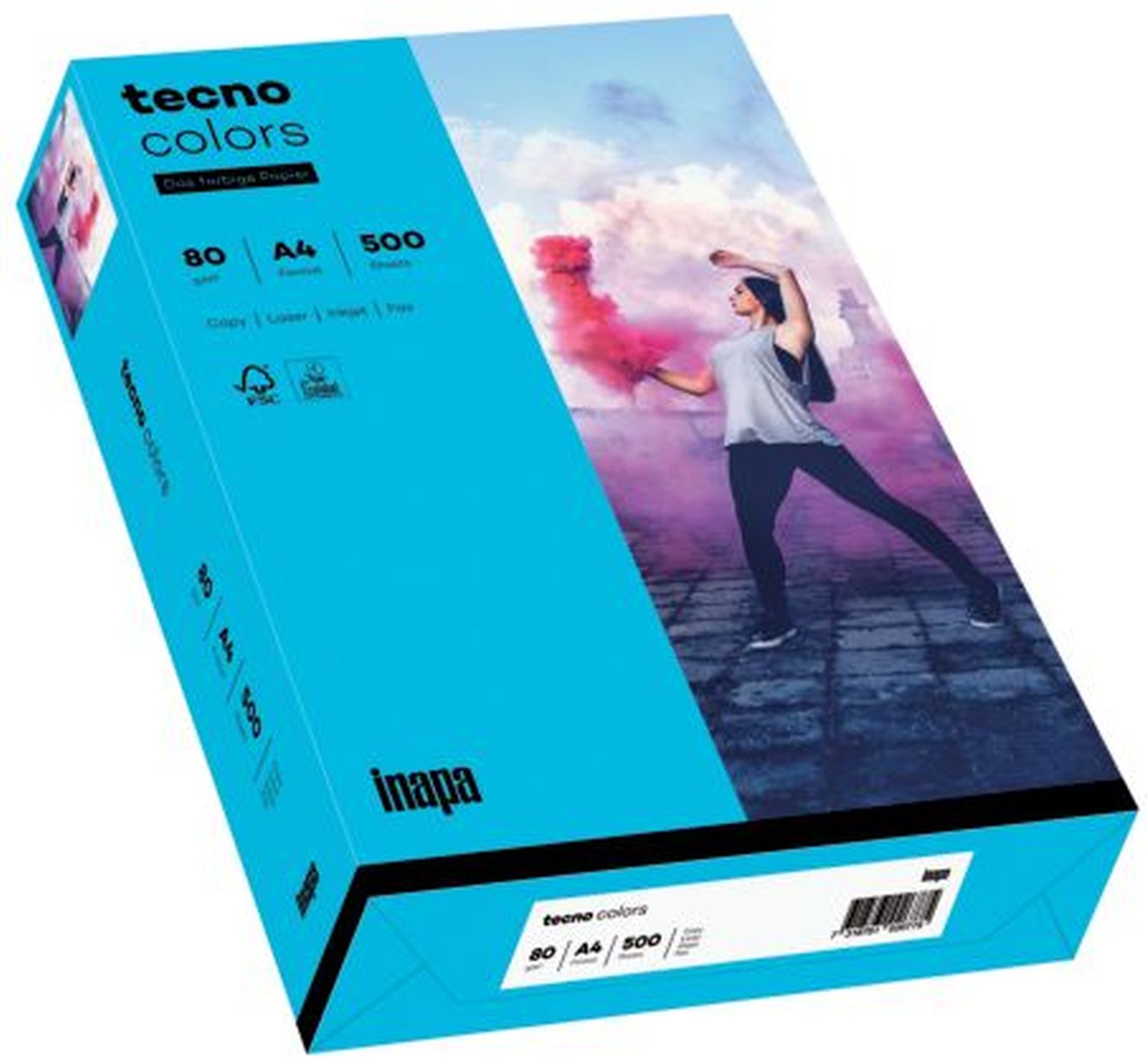 Kopierpapier Inapa tecno® colors 2100011390 DIN A4, 80 g/qm, blau, Intensiv, 500 Blatt