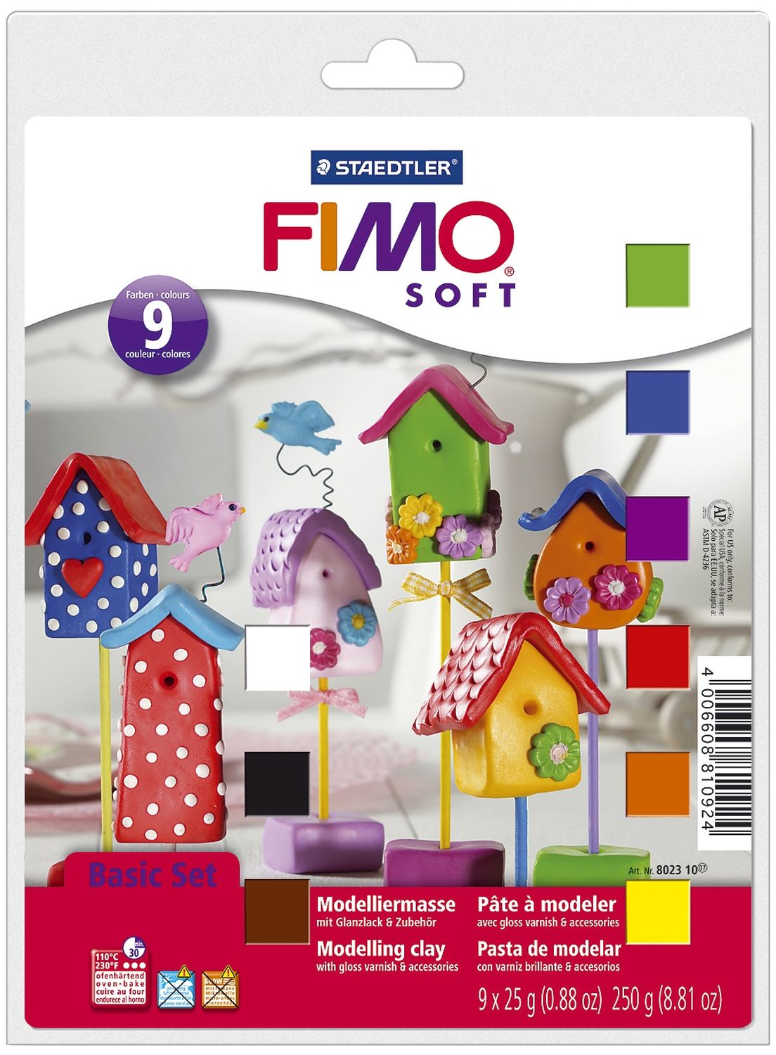 Modelliermasse FIMO® soft Basis-Set - Kunststoff, 9 x 25 g, sortiert