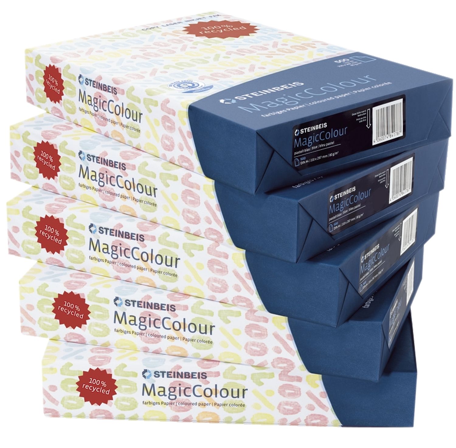 Steinbeis Magic Colour K2401666080A Recyclingpapier, A4, 80 g/qm, rosa, 500 Blatt