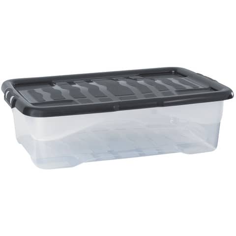 Strata Aufbewahrungsbox Strata 2002010110 mit Deckel, 30 Liter, transparent/schwarz