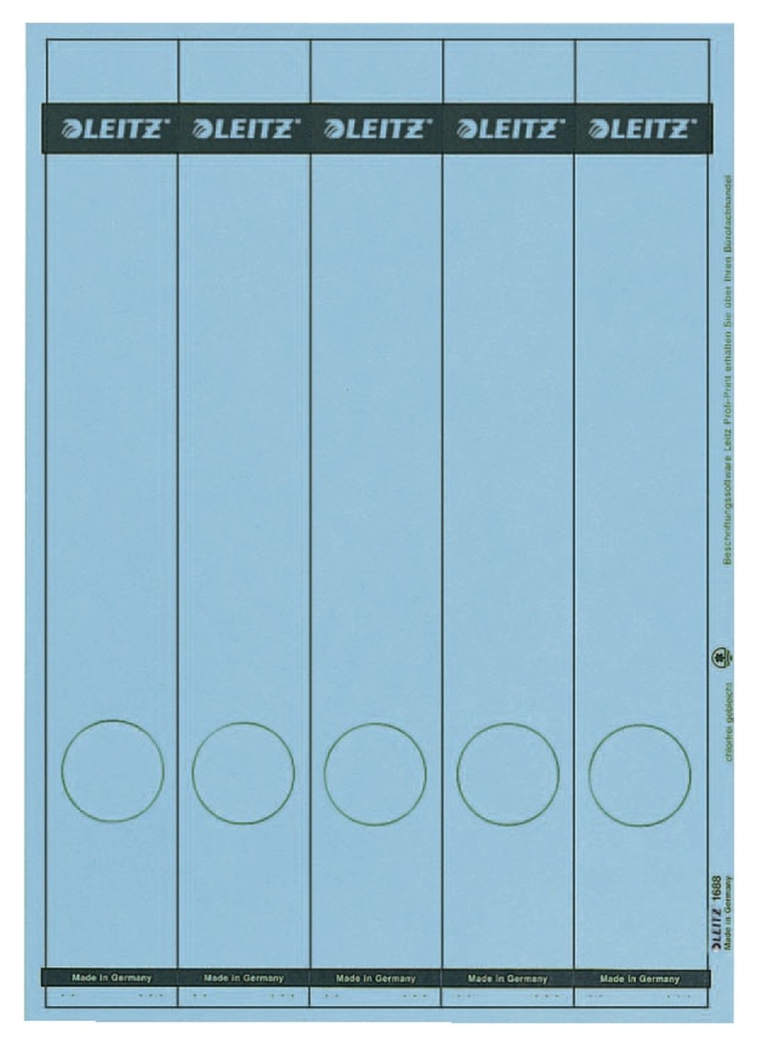 Rückenschild Leitz 1688-00-35, PC-beschriftbare, lang/schmal 38 x 285 mm, 75 Stück, blau