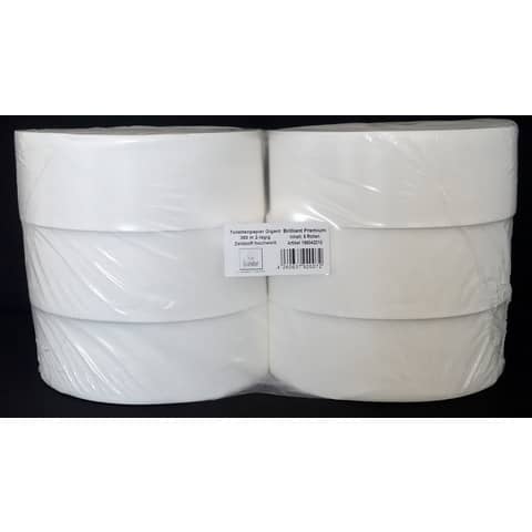 Toilettenpapier Brillian Gigant Premium 186042010, 2-lagig, 360 m, Ø 26,2 cm, hochweiß, 6 Rollen