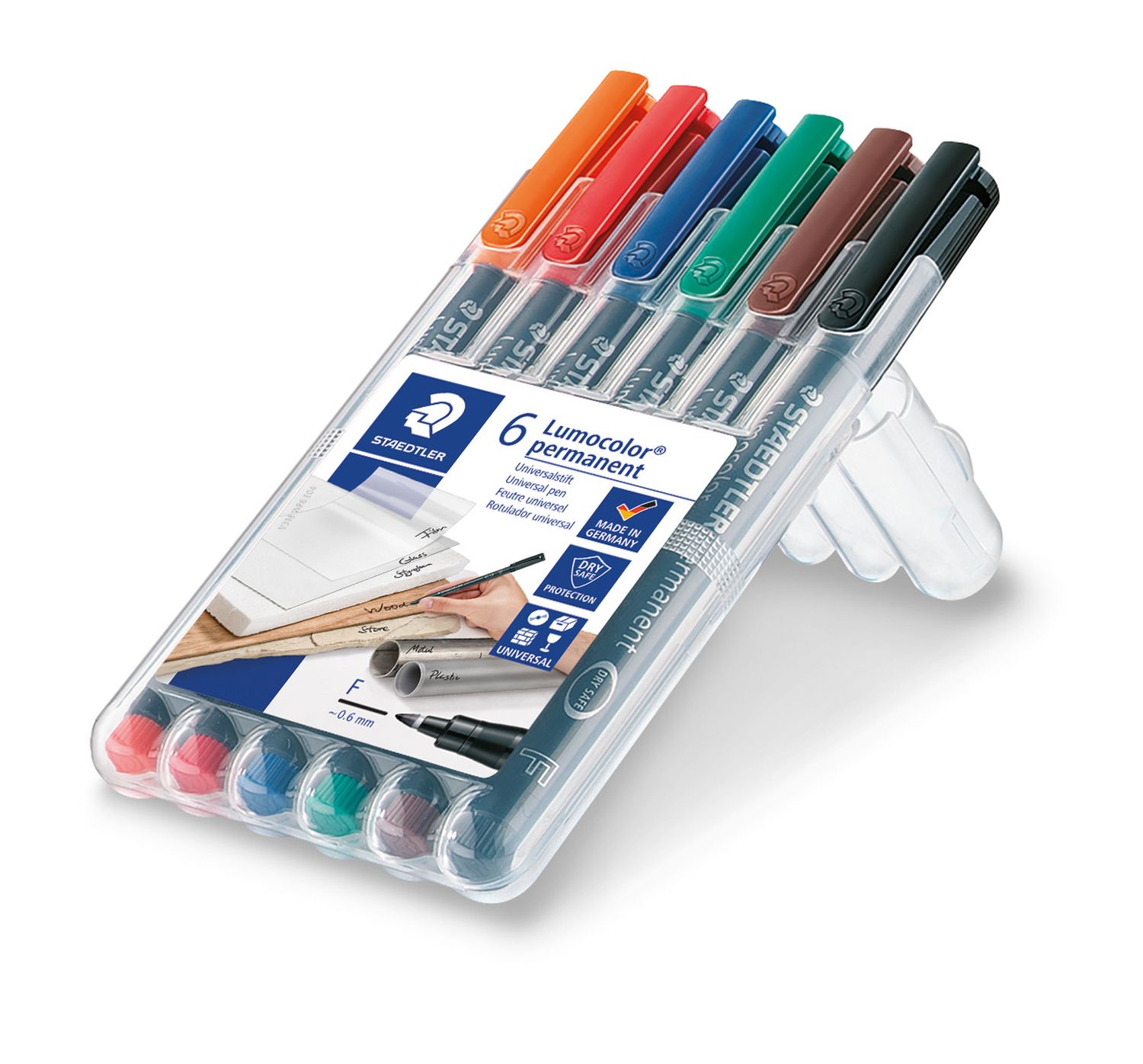 Feinschreiber Universalstift Lumocolor® - permanent, F, 6 Farben