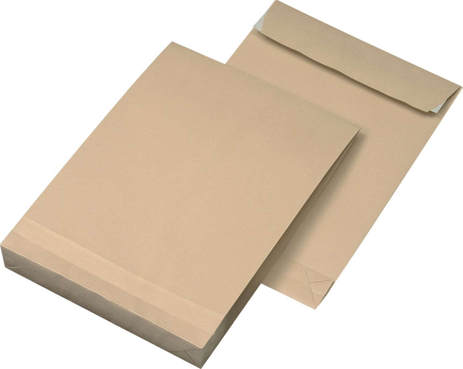 Faltentaschen MAILmedia® 30007075, B4, ohne Fenster, mit 40 mm Falte und Klotzboden, 140 g/qm, braun, 100 Stück