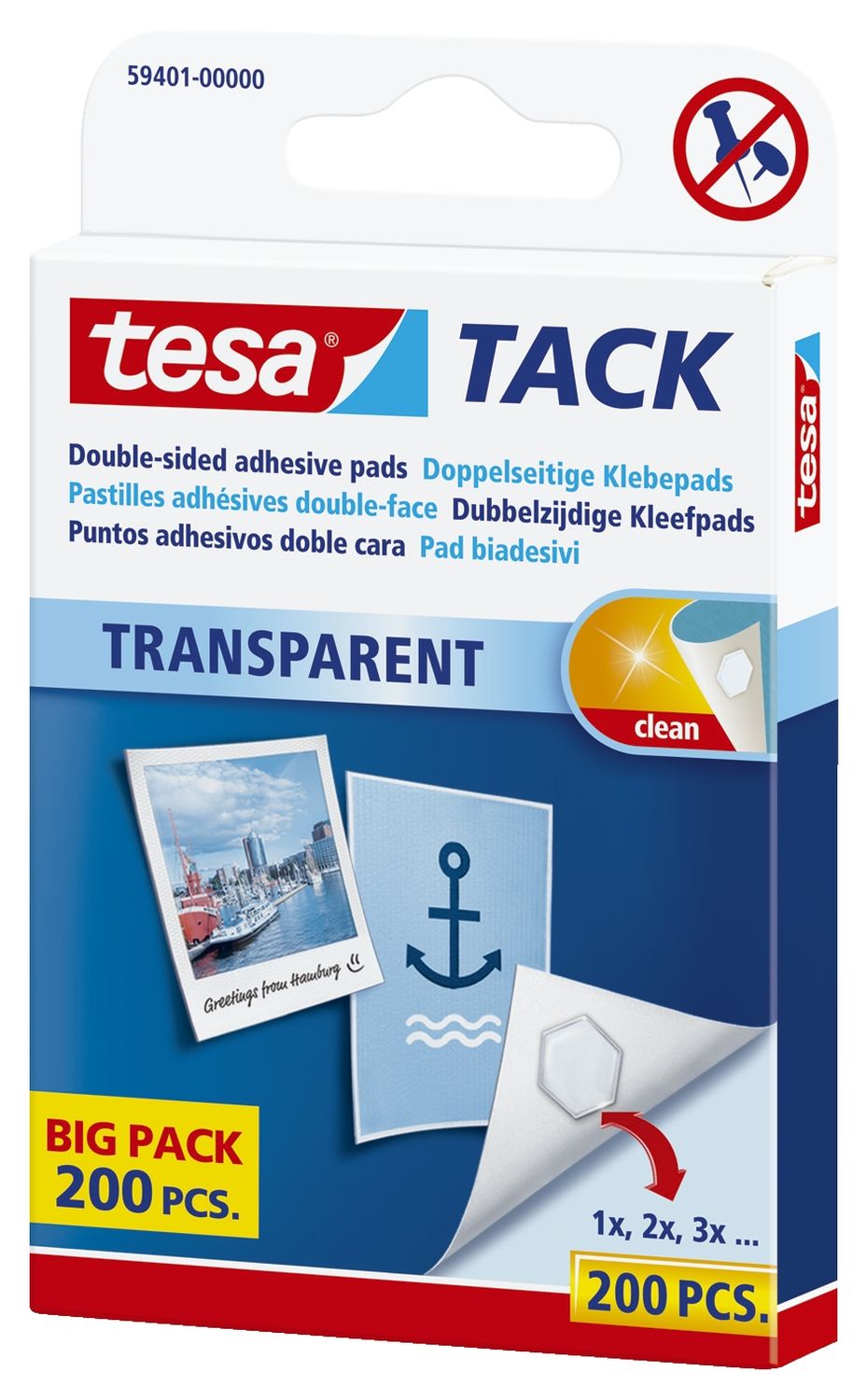 Tack® Klebestücke - 200 Stück, 10 x 10 mm, transparent, ablösbar