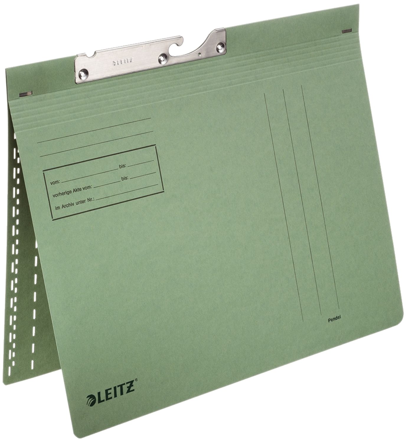 Pendelhefter Leitz 2014-00-55, DIN A4, kaufmännische Heftung, Manilakarton (RC), grün