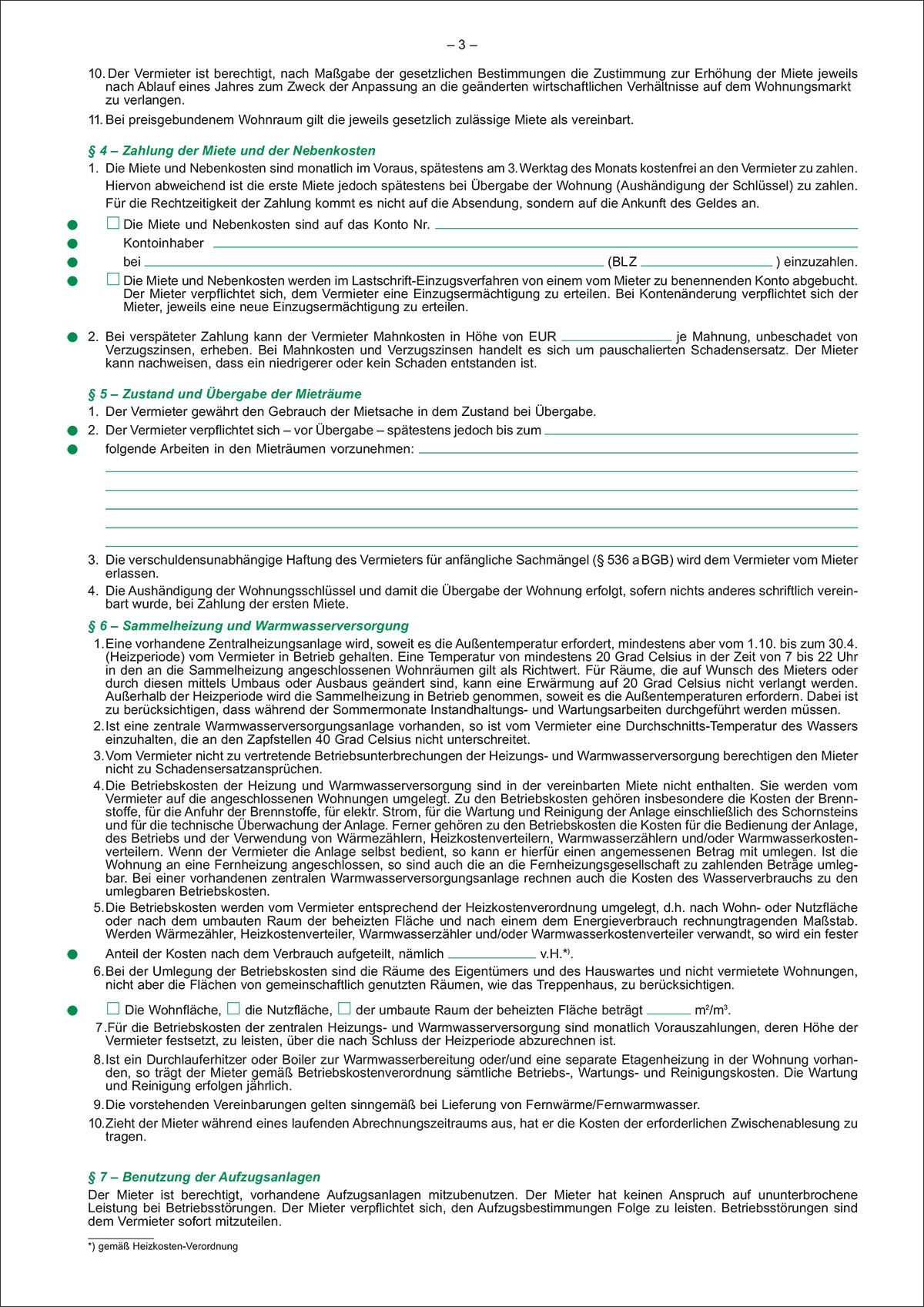 Mietverträge für Wohnungen - ausführliche Fassung, 6 Seiten, DIN A4