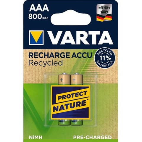 Akku Varta Recharge Accu Recycle AAA 6813, Micro, R3, LR03, 1,5 V, 2 Stück